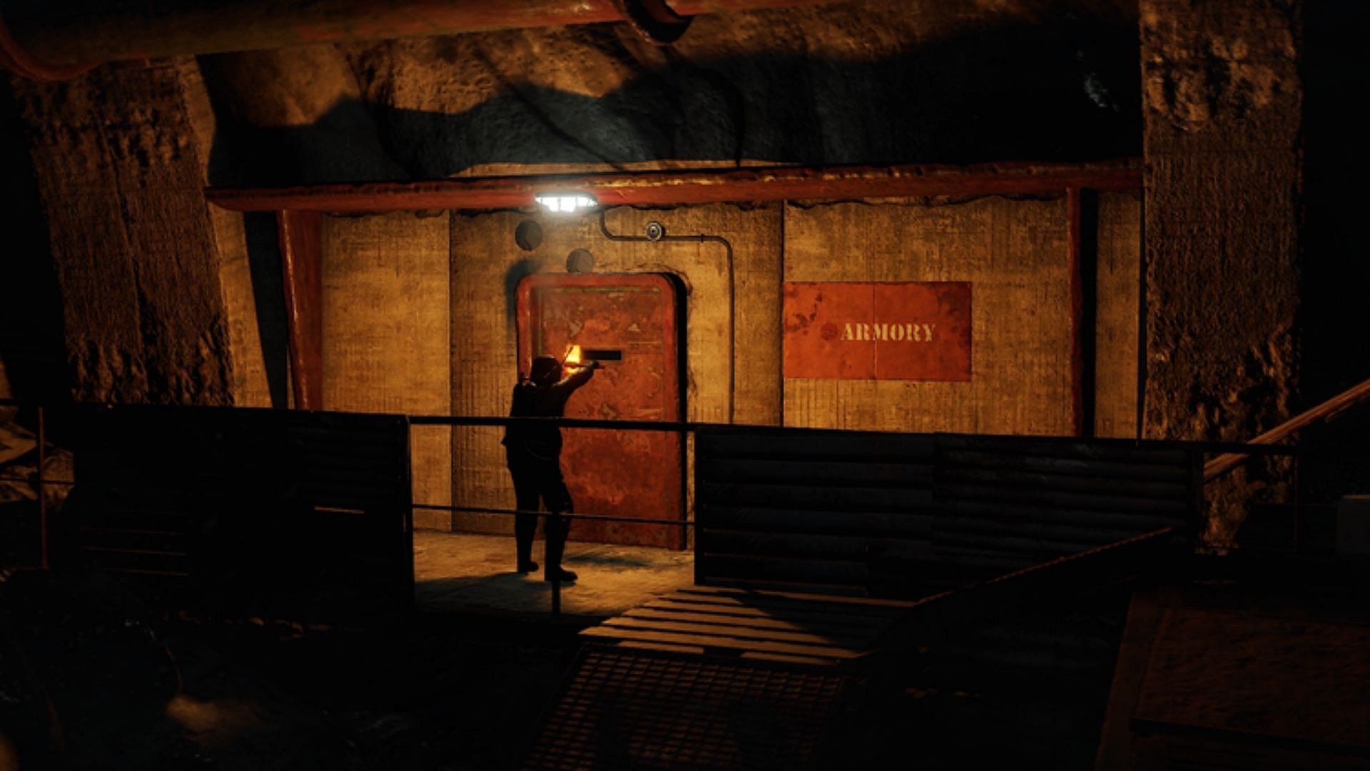 Armory Room in Rust Military Tunnels puzzle (Image via Facepunch Studios)